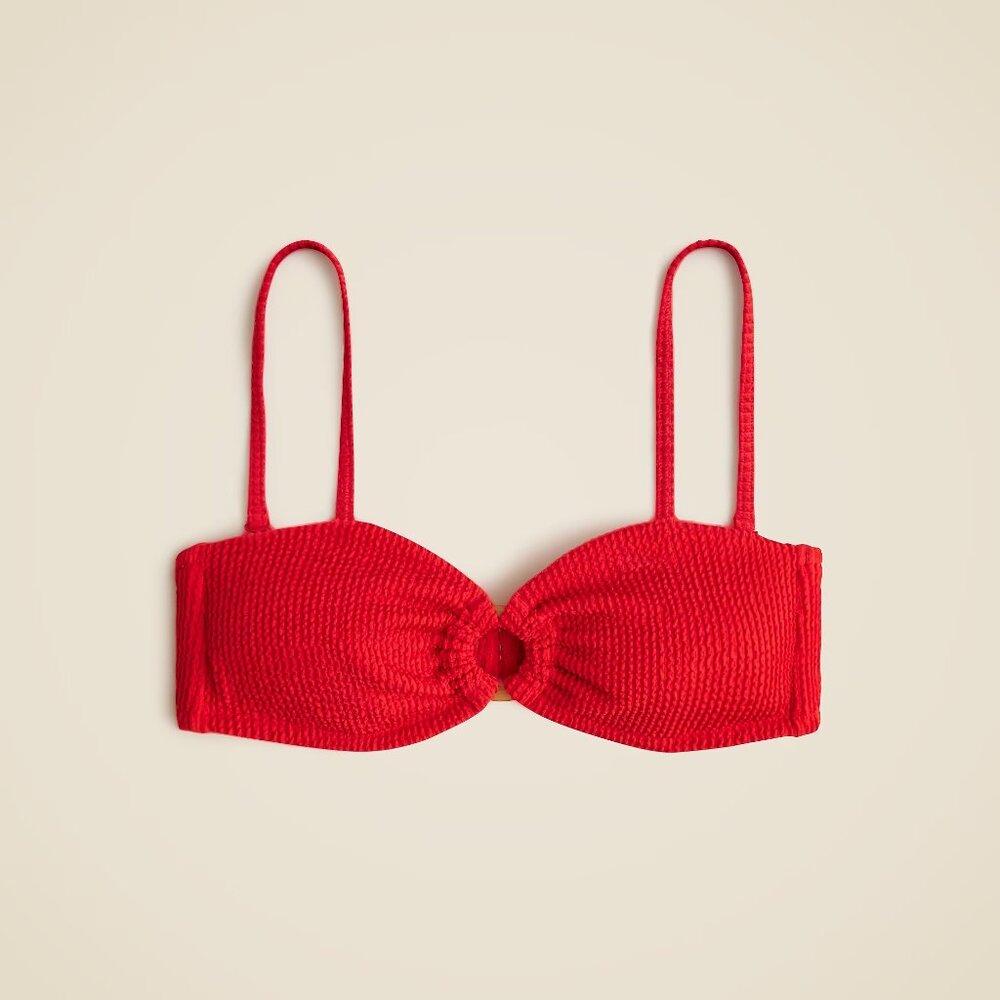 J. Crew Bandeau Scrunchie Bikini Top with O-ring in Red Arroyo - Picture 6 of 6